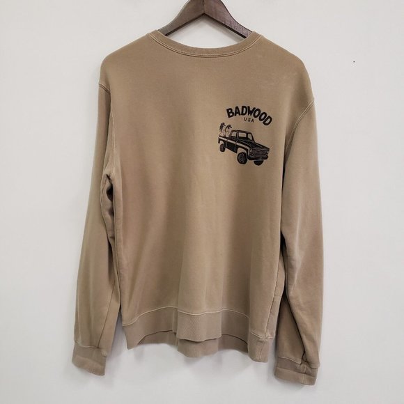 Badwood Other - Badwood USA Mens Long Sleeve Sweatshirt Size M Beige Graphic Round Neck Cowgirl